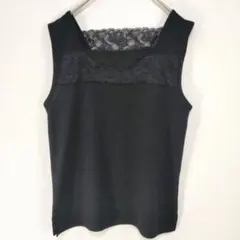 レースノースリーブトップス タンクトップ　黒