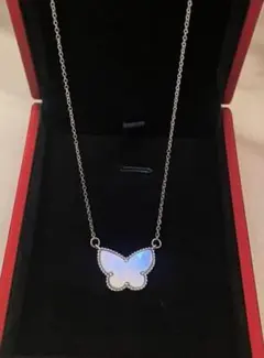 【新品未使用】マザーオブパール ネックレス シルバー 白蝶貝 蝶 バタフライ