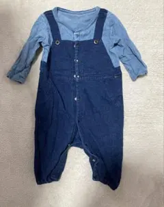 コムサイズム デニム風 50 60 70 ロンパース ツーウェイオール長袖