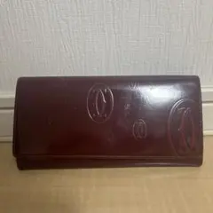 1016 Cartier カルティエ ハッピーバースデー 長財布 ボルドー 総柄 