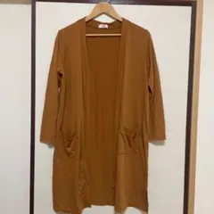 【RyuRyu】リュリュ カットソー 素材 ロングカーディガン M  茶のサムネイル