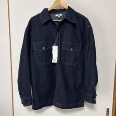 美品 ユニクロ U UNIQLOデニムオーバーサイズシャツ L ネイビー　新品