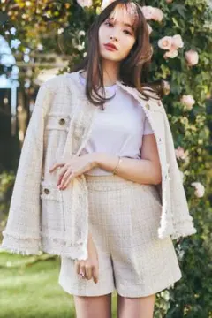 Cotton-blend Blelted tweed Jacket