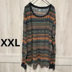 OLD NAVY ロンT 幾何学模様 長袖Tシャツ 【XXL】 Tシャツ