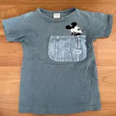 デニムダンガリー　ミッキー　デニムポケット　Tシャツ 130cm