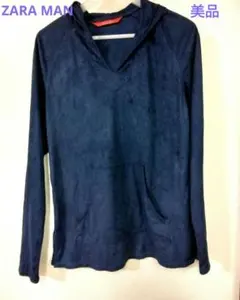 ZARA MAN トップス　ダークブルー フード付きパーカー