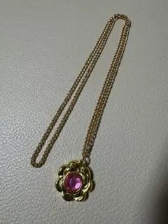 セボンスター　ネックレス　ペンダント　花柄　レトロ　当時物　ピンク