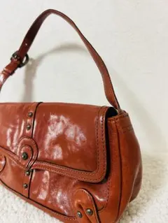 本革♥Dakota♥ショルダーハンドバッグ テラコッタ　タッツ　軽量　艶感上品