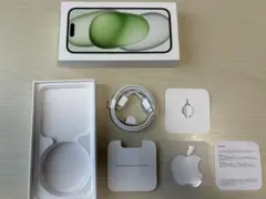 Apple iPhone 15用ケーブル付き空箱グリーン、本体なし