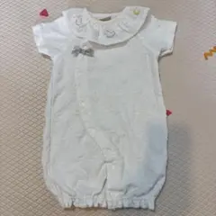 新品　petit main 衿刺しゅう2WAYオール　ホワイト