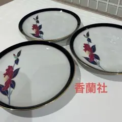 ●4899#0722　オールド香蘭社/アンティークイゲ皿(竹林と屋敷絵)0616 2枚あり！1830年代リッジウェイ社B&W 平皿（直径26.5cm