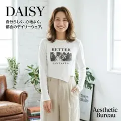 Dazy デイジー L 白 クロップド アシンメトリー ロンT プリント Y2Kのサムネイル