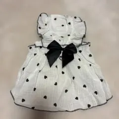 犬服 白地に黒いハート柄 XL