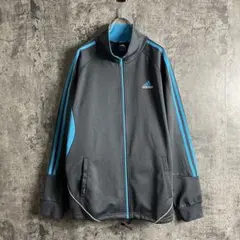 adidas〈トラックジャケット ジャージ 00s ダークグレー×水色 M〉