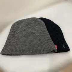 Supreme ニット帽 グレー ブラック 2点セット
