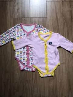 前開き長袖ロンパース 2枚セット