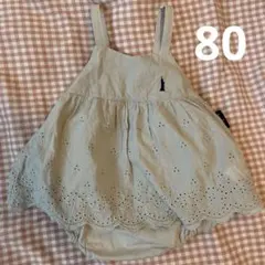 しまむら　バースデイ　バースデー イーストボーイ 刺繍入りロンパース　グリーン