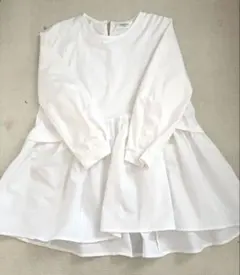 オペークドットクリップ　7分袖切替トップス　S