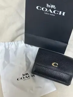 COACH ブラック 三つ折り財布 保存袋付き
