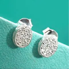 ピアス ダイヤモンド オーバル 上品 大人 可愛い pt シルバー