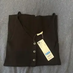 ブラックリブ編みタンクトップ S