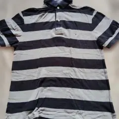 TOMMY HILFIGER ボーダー ポロシャツ グレー 黒