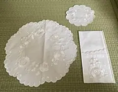 ギリシャリネン 刺繍ランチョンマット・コースター ・カトラリーケース