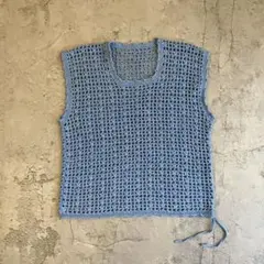 透かし編みベストメッシュ編み ノースリーブトップス ニットベスト ヴィンテージ