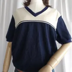 Sears シアーズ 半袖 Vネック ニット Mサイズ 70s 80s 古着のサムネイル