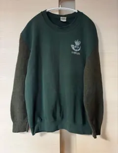 GILDAN 異素材の袖が特徴　スウェット　グリーン系　人気古着