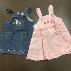 デニムとピンクのジャンバースカート 90cm