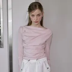 Drape Off Shoulder Long Sleeve [Pink]