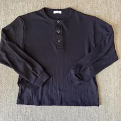 【公式完売品‼️】Adoonplain スナップボタンヘンリーネックロンT M 黒のサムネイル