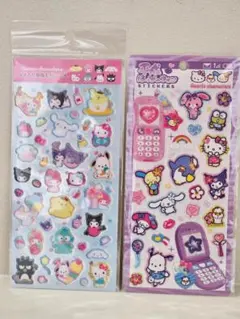 平成はっぴーフォン(サンリオキャラクターズ)&ラメ入り樹脂もりシール ２枚セット