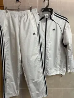 adidas ホワイト ストライプジャージ M - メルカリ