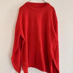 オーバーサイズ ニットセーター シンプル 赤 レッド