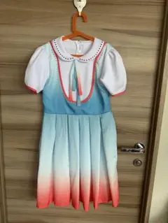 半袖ワンピース 青・赤グラデーション