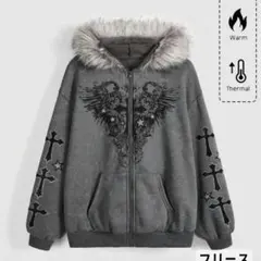 SHEIN ファーパーカー JP-XL M グランジ y2k