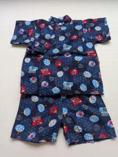 サイズ 95 浴衣風 ベビー甚平 ネイビー　お祭り　上下セット