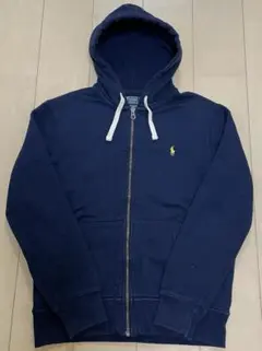 90's ポロバイラルフローレン フルジップパーカー ワンポイント サーマル 紺