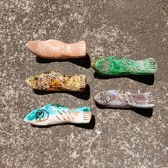 【まとめ売り】魚形陶器箸置き5個セット 昭和レトロ 骨董