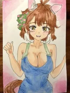ウマ娘 スティルインラブ 水着 ファンアート 手描きイラスト 原画