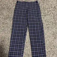 UNIQLO キッズ ロングパンツ M ネイビー チェック