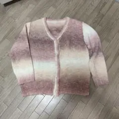ピンク系グラデーションニットカーディガン