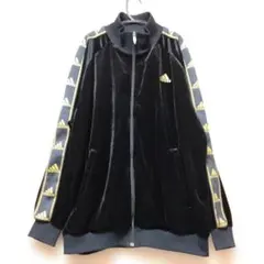 adidas アディダス ベロア ジャ―ジ 上着　Ｌ BLACK×GOLD