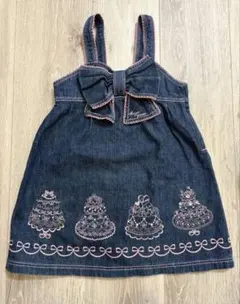 メゾピアデニム ジャンバースカート ケーキ刺繍