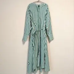 【美品】EVEX by KRIZIA シャツワンピース ロング 40 L 緑