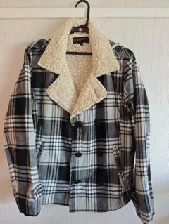 フリース襟付きチェック柄ジャケット