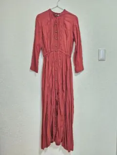 Velnica 赤長袖シャツワンピース