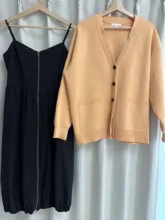 GU フロントジップバブルヘムワンピース GLOBALWORK カーディガン